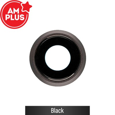 AMPLUS Rear Camera Lens with Bezel for iPhone SE (2020)-Black