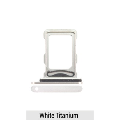 Dual SIM Card Tray for iPhone 16 Pro / 16 Pro Max- White Titanium (Compatible with Single SIM Phones and Dual SIM Phones)
