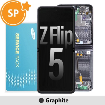 Samsung Galaxy Z Flip5 F731B OLED Screen Replacement with Frame GH82-31827A (Service Pack)-Graphite ( BLACK SCREEN FIX VIDEO: https://www.youtube.com/watch?v=-OiMGUs9N7U )