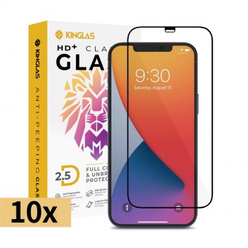 Kinglas 10 Packs 2.5D Full Coverage Silk Printing Black Edge Tempered Glass Screen Protector For iPhone 12 Pro Max