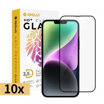 Kinglas 10 Packs 2.5D Full Coverage Silk Printing Black Edge Tempered Glass Screen Protector For iPhone 13 Pro Max / 14 Plus