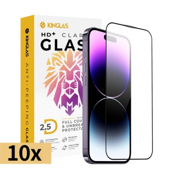 Kinglas 10 Packs 2.5D Full Coverage Silk Printing Black Edge Tempered Glass Screen Protector For iPhone 14 Pro Max