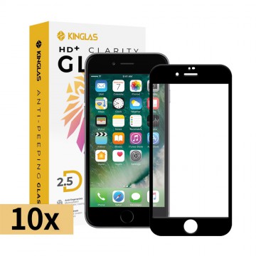 Kinglas 10 Packs 2.5D Full Coverage Silk Printing Black Edge Tempered Glass Screen Protector For iPhone 7 / 8 / SE (2020) / SE (2022)