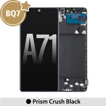 Samsung Galaxy A71 A715F BQ7 OLED Screen Replacement Digitizer with Frame-Prism Crush Black (As the same as service pack, but not from official Samsung)