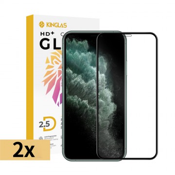 Kinglas 2 Packs 2.5D Full Coverage Silk Printing Black Edge Tempered Glass Screen Protector For iPhone XS Max / 11 Pro Max
