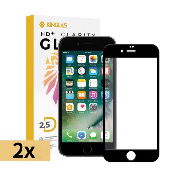 Kinglas 2 Packs 2.5D Full Coverage Silk Printing Black Edge Tempered Glass Screen Protector For iPhone 7 / 8 / SE (2020) / SE (2022)