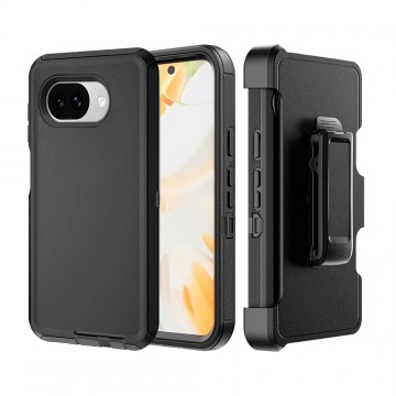 Shockproof Robot Armor Hard Plastic Case Cover with Belt Clip for Google Pixel 10A