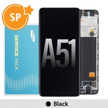 Samsung Galaxy A51 A515F OLED Screen Replacement with Frame GH82-21680A/21669A/22084A/22083A (Service Pack)-Black