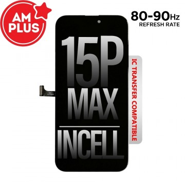 AMPLUS Incell LCD Assembly for iPhone 15 Pro Max Screen Replacement (80HZ-90HZ, Compatible for IC chip transfer)