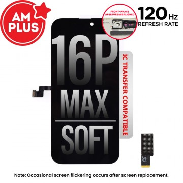 AMPLUS Soft OLED Assembly for iPhone 16 Pro Max Screen Replacement (120HZ, Compatible for IC chip transfer)