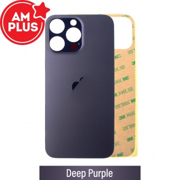 AMPLUS Rear Glass With 3M Adhesive Replacement for iPhone 14 Pro Max (Camera Frame Aseembly by Factory)-Deep Purple