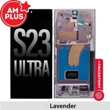 Samsung Galaxy S23 Ultra 5G G918B AMPLUS OLED Screen Replacement Digitizer with Frame-Lavender (improved edition, no black screen, Do not need recall)