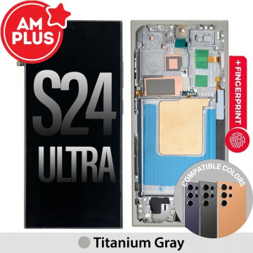 OLED Screen Replacement with Frame for Samsung Galaxy S24 Ultra S928B  -Titanium Gray (AMPLUS)