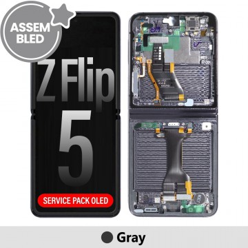 ASSEMBLED OLED Screen Replacement with Frame for Samsung Galaxy Z Flip5 5G F731B-Gray (SERVICE PACK SCREEN BUT REFURBISH FRAME ASSEMBLED BY CRAZY)