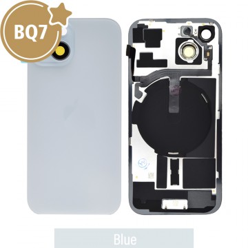 BQ7 Rear Cover Glass with Camera Lens Glass and Wireless NFC Charging with Flash Flex Cable for iPhone 15-Blue