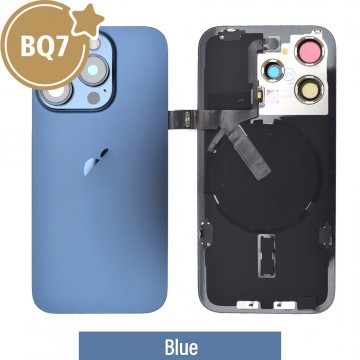BQ7 Rear Cover Glass with Camera Lens Glass and Wireless NFC Charging with Flash Flex Cable for iPhone 15 Pro-Blue Titanium