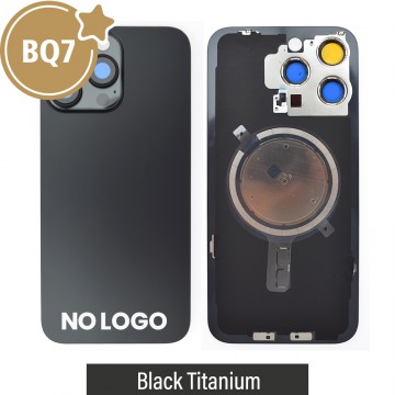 BQ7 Rear Cover Glass with Camera Lens Glass and Magsafe Magnet for iPhone 15 Pro Max (NO LOGO)-Black Titanium