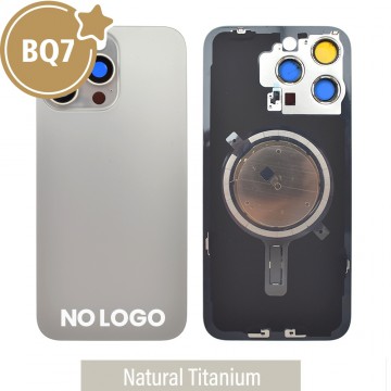 BQ7 Rear Cover Glass with Camera Lens Glass and Magsafe Magnet for iPhone 15 Pro Max (NO LOGO)-Natural Titanium