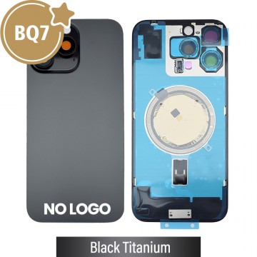 BQ7 Rear Cover Glass with Camera Lens Glass and Magsafe Magnet for iPhone 16 Pro Max (NO LOGO)-Black Titanium