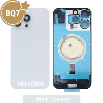 BQ7 Rear Cover Glass with Camera Lens Glass and Magsafe Magnet for iPhone 16 Pro Max (NO LOGO)-White Titanium