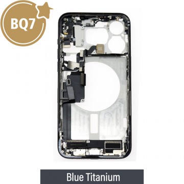 BQ7 Mid-Frame Housing with Full Set Parts for iPhone 15 Pro Max-Blue Titanium (With SIM Tray Version)