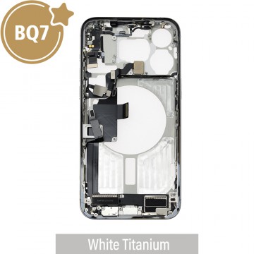 BQ7 Mid-Frame Housing with Full Set Parts for iPhone 15 Pro Max-White Titanium (With SIM Tray Version)
