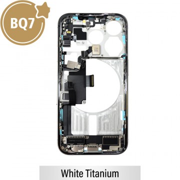 BQ7 Mid-Frame Housing with Full Set Parts for iPhone 15 Pro-White Titanium (With SIM Tray Version)