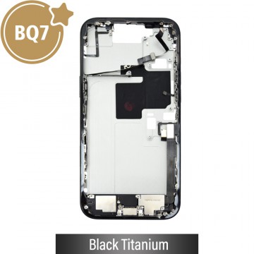 BQ7 Mid-Frame Housing with Full Set Parts for iPhone 16 Pro Max-Black Titanium (With SIM Tray Version)