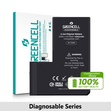 Greencell Diagnosable iPhone 13 Pro Max Replacement Battery with Adhesive Strips 4352mAh (Configuration Ready)