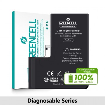Greencell Diagnosable iPhone 14 Pro Replacement Battery with Adhesive Strips 3200mAh (Configuration Ready)