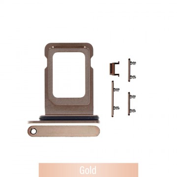 Single SIM Card Tray and Side Button for iPhone 11 Pro / 11 Pro Max-Gold (Not for AU)