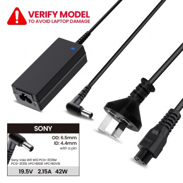 Laptop Power Adapter SY421956544 For Sony Vaio W11 W12 PCG-31311M PCG-31311L VPCYB1S1E VPCYB3V1E (With Pin Inside )
