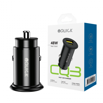 iQuick 48W Fast Car Charging Dual USB-A / USB-C Ports