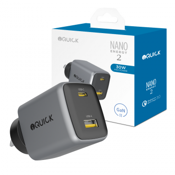 iQuick NANO ENERGY 2 30W PD3.0 USB-C and USB-A Ports Charging Adapter