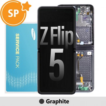 Samsung Galaxy Z Flip5 F731B OLED Screen Replacement with Frame GH82-31827A (Service Pack)-Graphite ( BLACK SCREEN FIX VIDEO: https://www.youtube.com/watch?v=-OiMGUs9N7U )