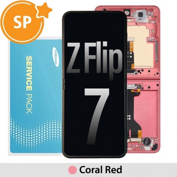 Samsung Galaxy Z Flip7 F766B OLED Screen Replacement with Frame GH82-37581D (Service Pack)-Coral Red