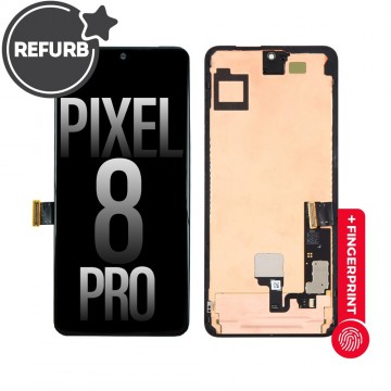 FULL ORIGINAL OLED Assembly Replacement with Bezel Frame and Fingerprint Sensor for Google Pixel 8 Pro-Black