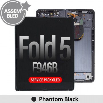 ASSEMBLED OLED Assembly Replacement with Frame for Samsung Galaxy Z Fold5 F946B-Phantom Black (SERVICE PACK SCREEN BUT REFURBISH FRAME ASSEMBLED BY CRAZY)
