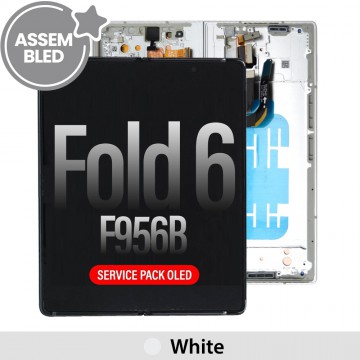 ASSEMBLED OLED Screen Replacement with Frame for Samsung Galaxy Z Fold6 5G F956B -White (SERVICE PACK SCREEN BUT REFURBISH FRAME ASSEMBLED BY CRAZY)