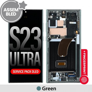 ASSEMBLED OLED Screen Replacement with Frame for Samsung Galaxy S23 Ultra 5G S918B -Green (SERVICE PACK SCREEN BUT REFURBISH FRAME ASSEMBLED BY CRAZY)