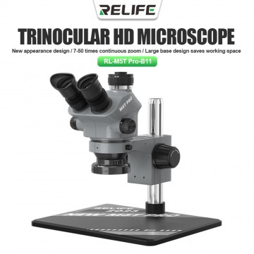 RELIFE RL-M5T Pro-B11 7-50X Continuous Zoom HD Trinocular Microscope