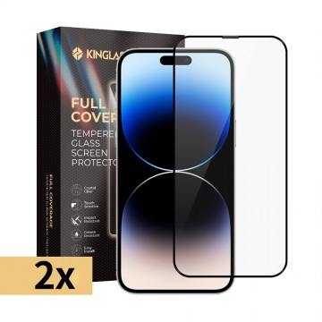 iPhone 15 Pro Max Kinglas 2 Packs 2.5D Full Coverage Silk Printing Black Edge Tempered Glass Screen Protector