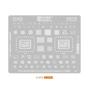 AMAOE BGA Reballing Stencil With CPU Position A18 / A18 Pro for iPhone 16 / 16 Pro / 16 Plus / 16 Pro Max
