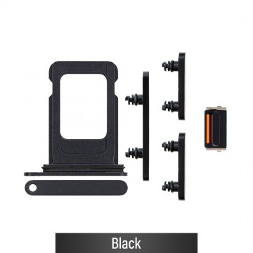 Single SIM Card Tray and Side Button for iPhone 13-Black