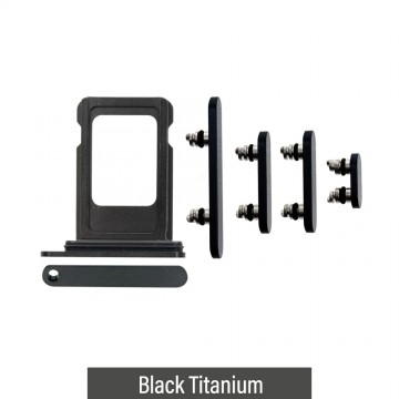 Single SIM Card Tray and Side Button for iPhone 15 Pro / 15 Pro Max-Black Titanium