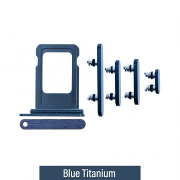Single SIM Card Tray and Side Button for iPhone 15 Pro / 15 Pro Max-Blue Titanium