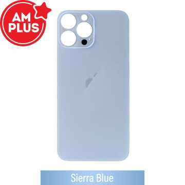 AMPLUS Rear Glass With 3M Adhesive Replacement for iPhone 13 Pro Max (Camera Frame Aseembly by Factory)-Sierra Blue