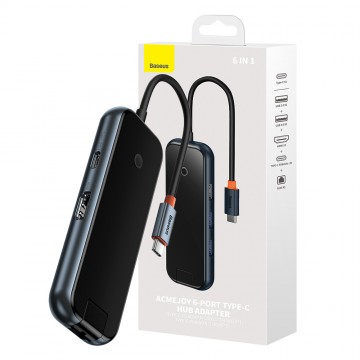 Baseus AcmeJoy 6-Port Type-C HUB Adapter (Type-C to HDMI*1+USB3.0*2+USB2.0*1+Type-C PD&Data *1+RJ45*1)