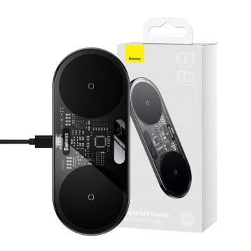 Baseus Digital LED Display Dual Wireless Charger With Digital Display 20W