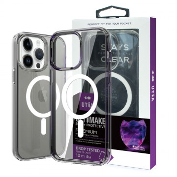 iPhone 15 Pro Max UTIA Ultimake Shockproof Transparent Case Cover With Magnetic Ring